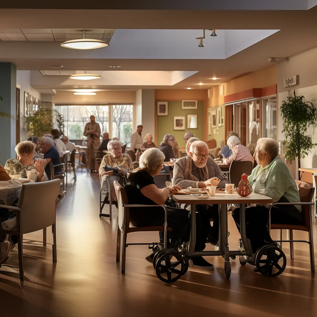 Senior citizens dining together 