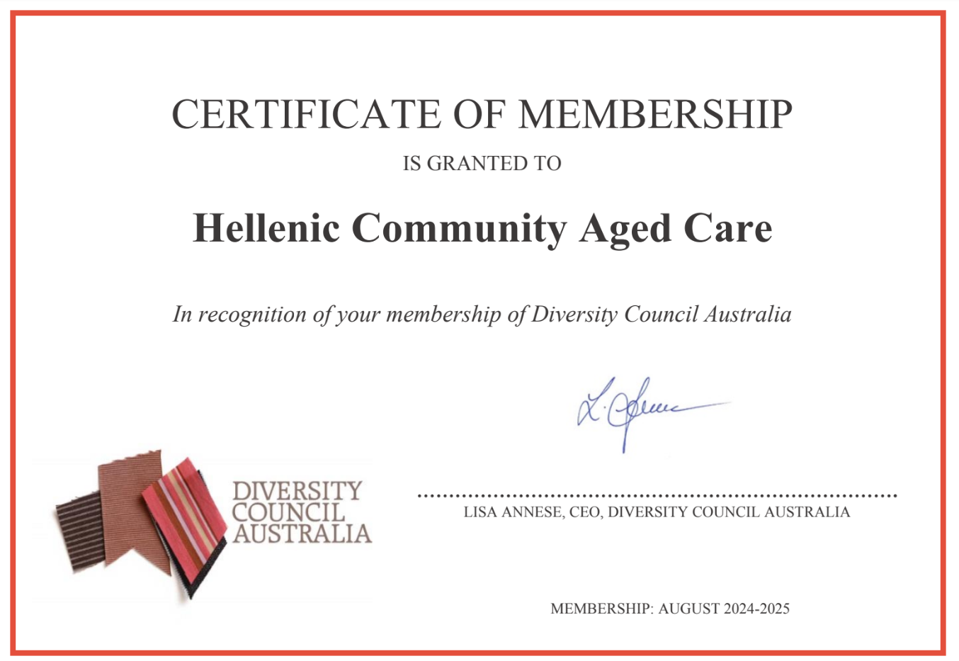 Diversity Council Member - Hellenic Community Aged Cared Perth